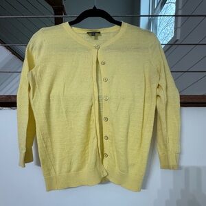 The Limited Yellow Crewneck Button-Front Cardigan small